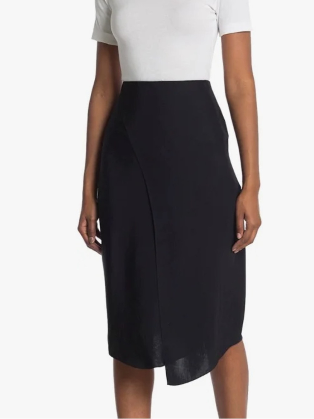 VINCE. Black Midi Skirt with Slit